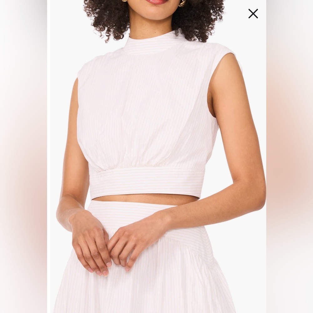 Parker White Sleeveless Mock Neck Crop Top